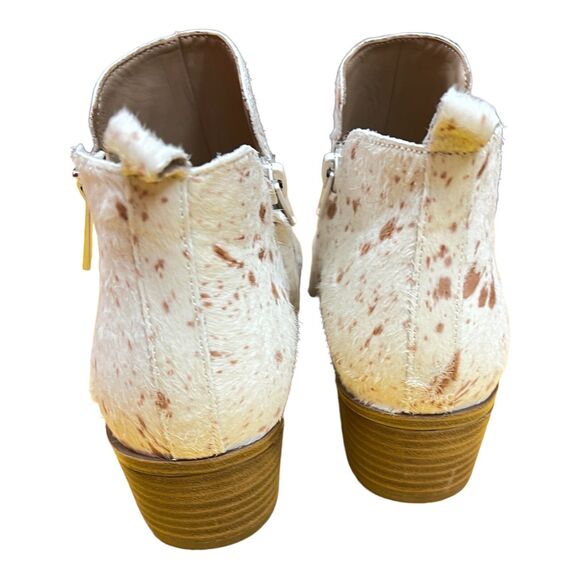 Nine West White Calf-Hair Ankle Bootie 8 Brown Pointy Toe - Picture 12 of 14